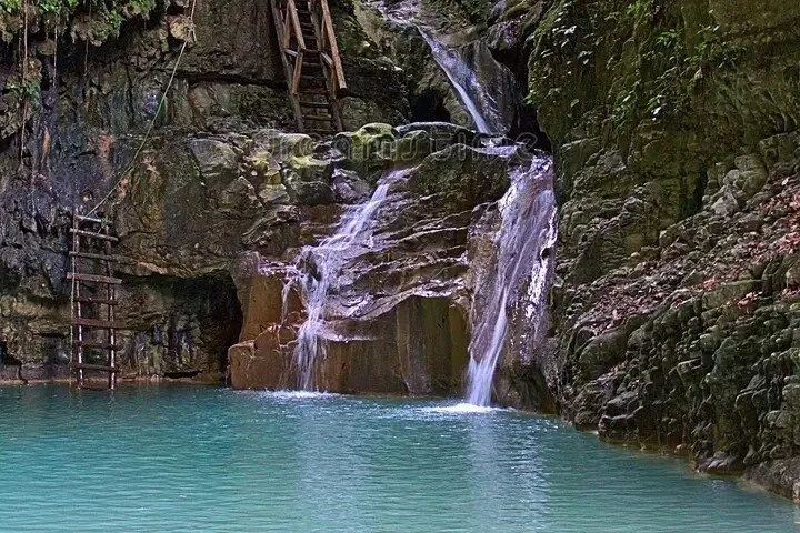 Limestone formations and cascades